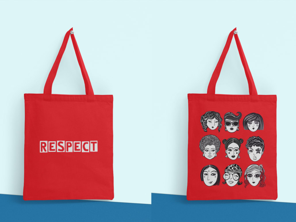 hanging red tote bag 